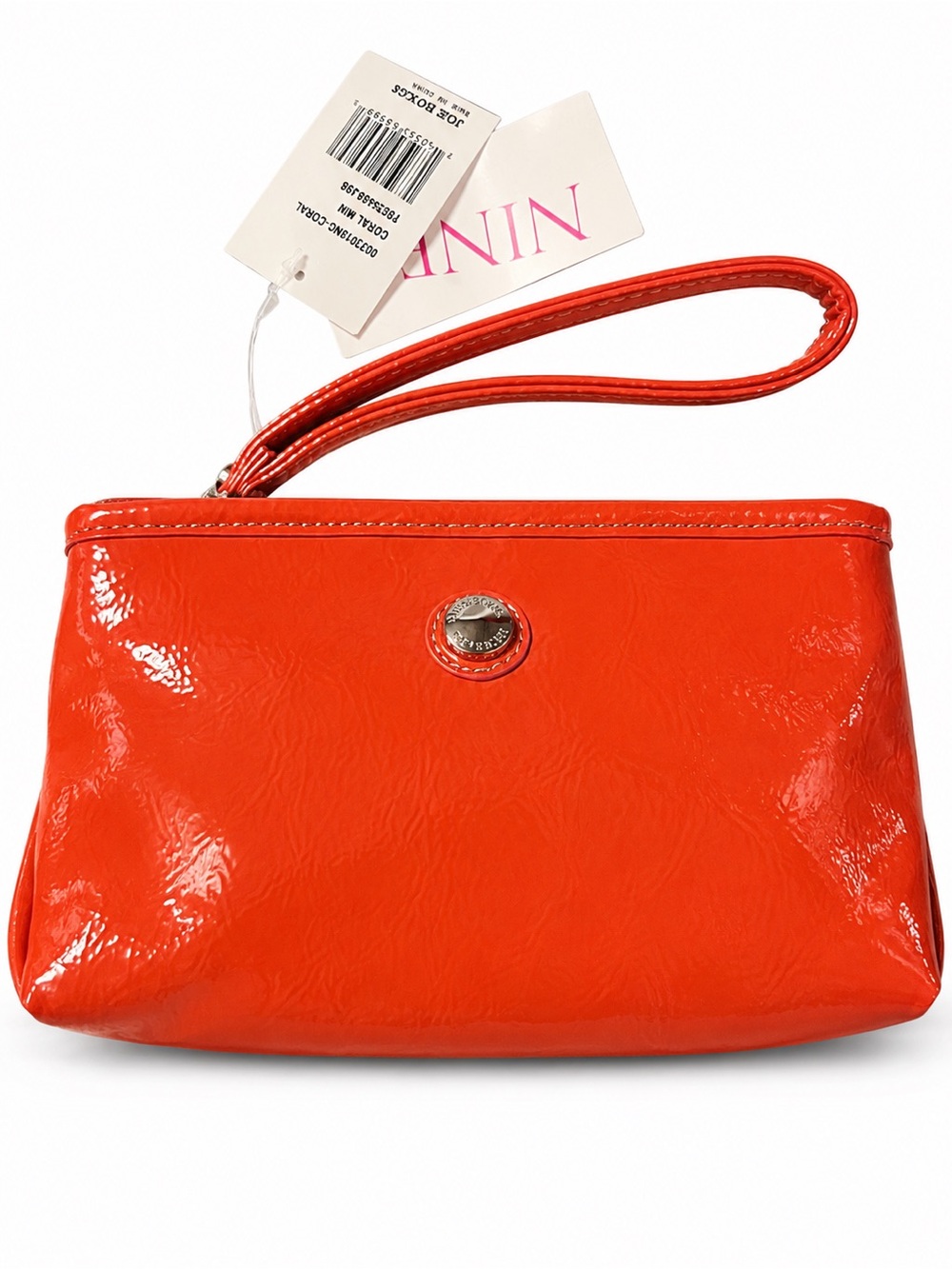 NWT Nine & Co. Jolie Too Coral Patent Wristlet Clutch